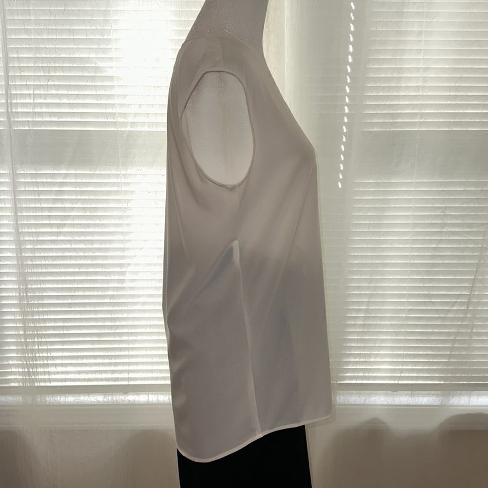 J. Crew 4 Ivory Scoop Neck Sheer Sleeveless Blouse Shell - Picture 5 of 12